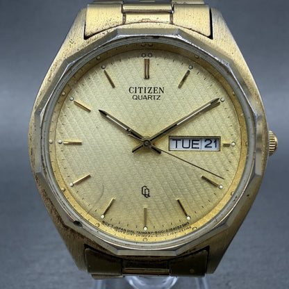 Citizen Watch Men 35mm Gold Tone Gold Tone Daydate 6100S16725 New Battery1