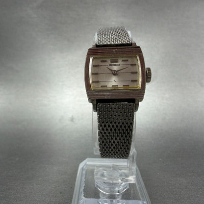 Seiko Watch Women 20mm Silver Dial Silver Tone Manual Rectangle 10-3700 Runs VTG5