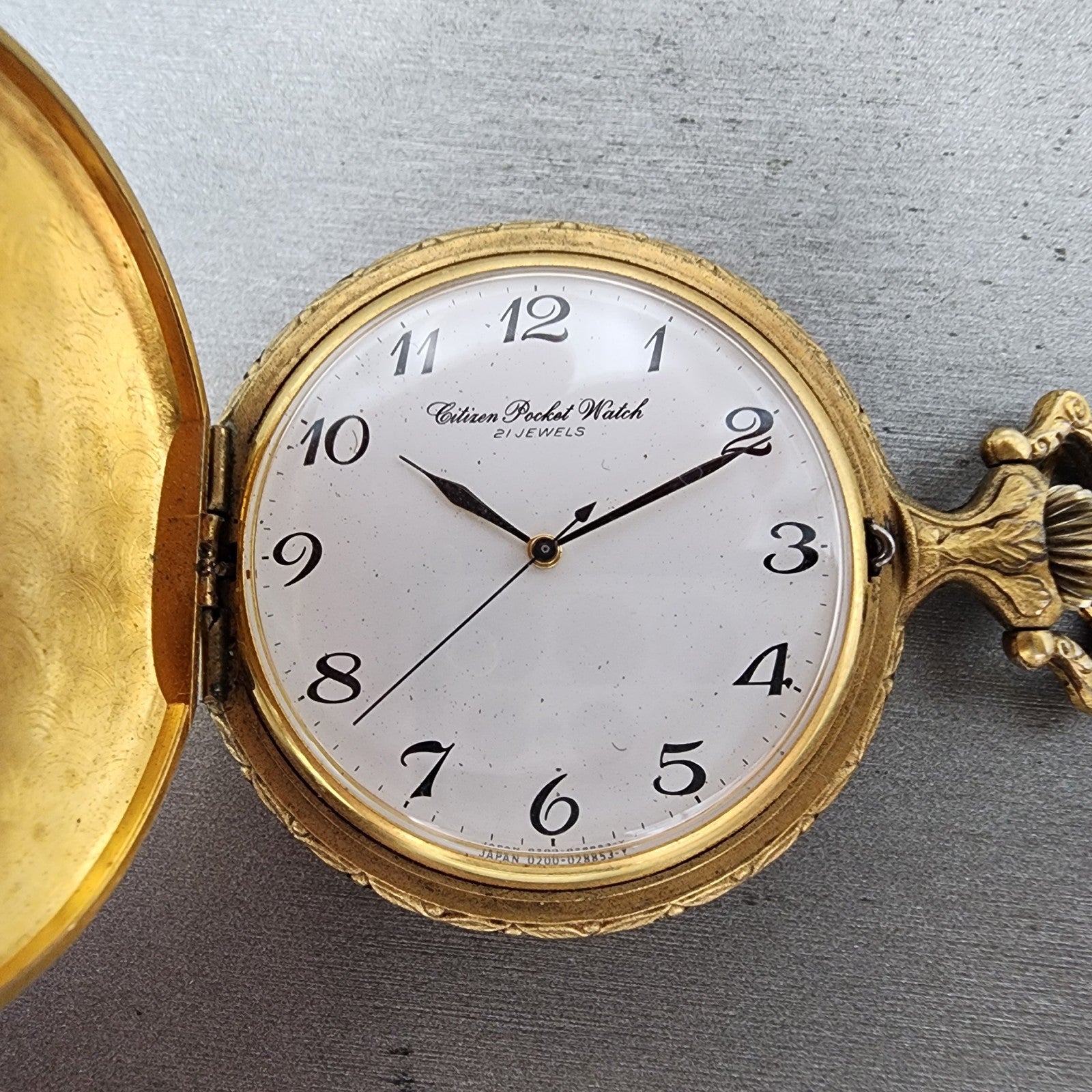 Citizen Pocket Watch Men 48mm White Dial Gold Tone Manual 0200028853 Runs PARTS0