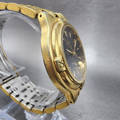 Elgin Watch Men 38mm Black Dial Gold Tone Date Round FCM004-017 New Battery