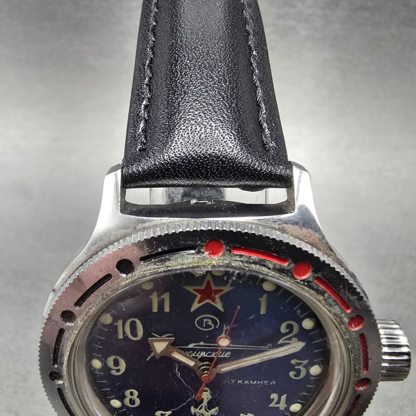 VOSTOK Komandirskie Watch Men 40mm Blue Dial Silver Tone Manual Wind Runs VTG5