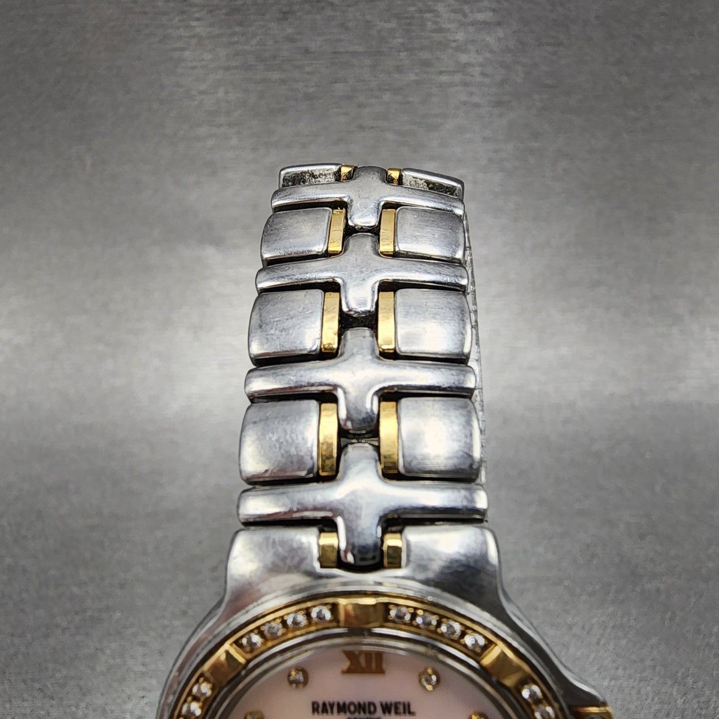 Raymond Weil Parsifal Watch Women 27mm MOP Dial Steel Diamond Bezel Date Newbatt4