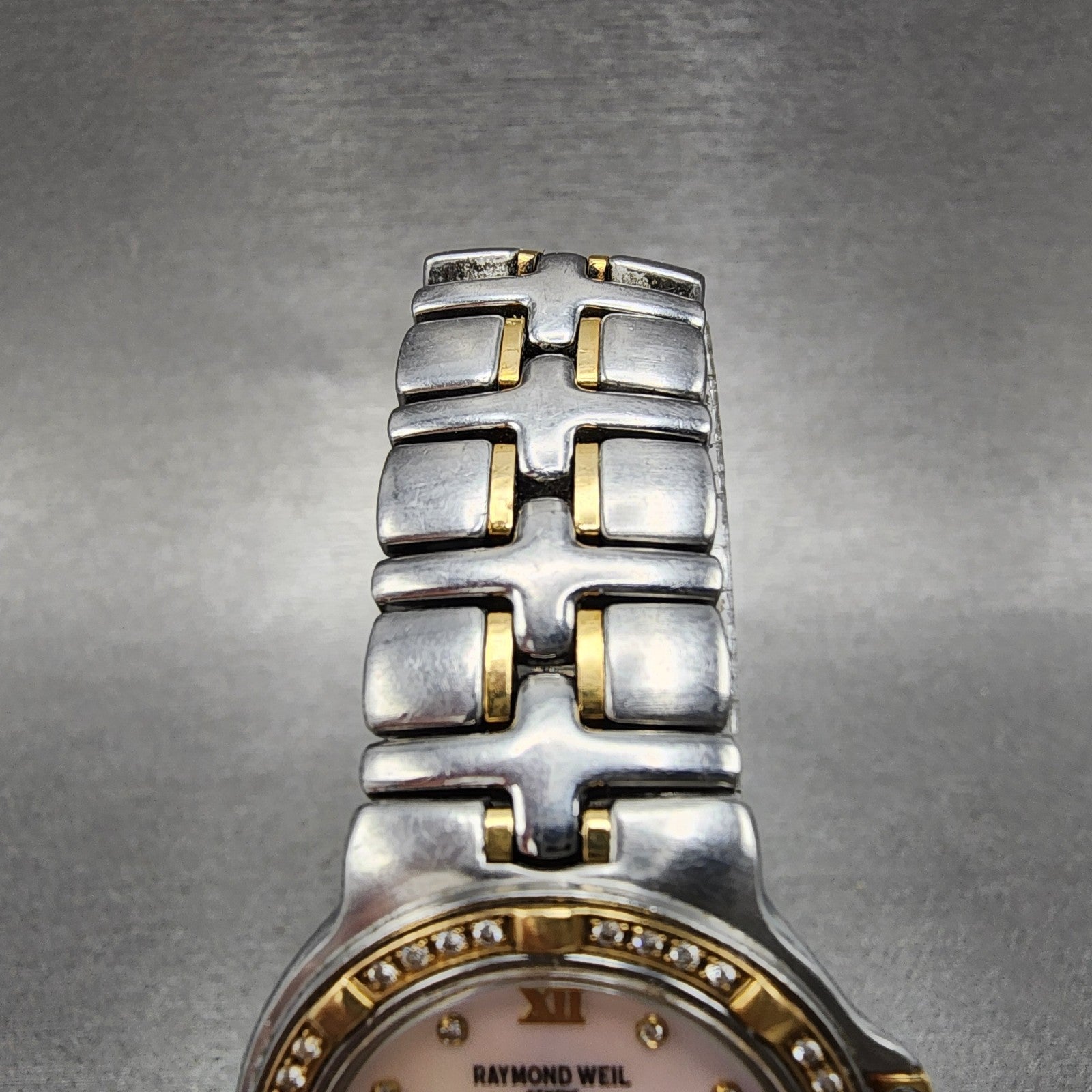 Raymond Weil Parsifal Watch Women 27mm MOP Dial Steel Diamond Bezel Date Newbatt4