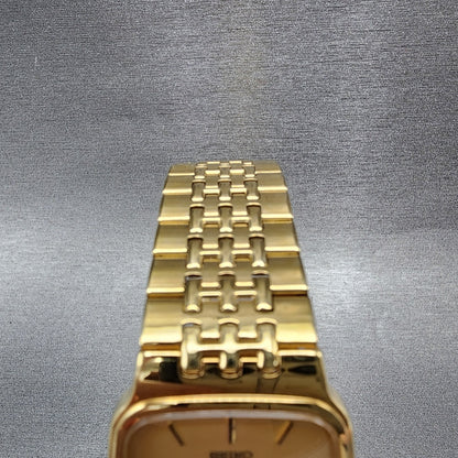 Seiko Tank Watch Men 28mm Champagne Dial Gold Tone 5y305309 New Battery4