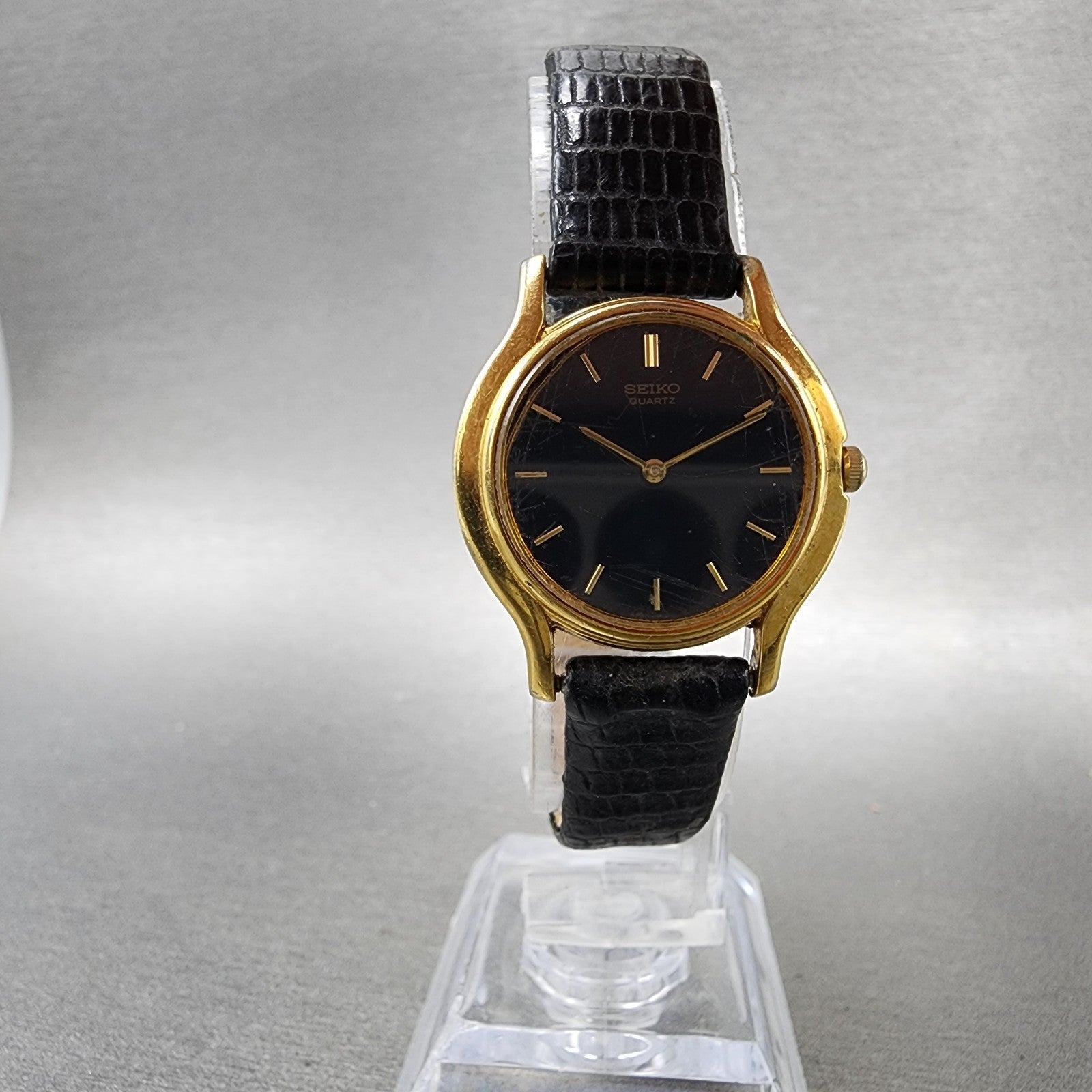 Seiko Watch Women 25mm Black Dial Gold Tone Round 4n000431 New Battery5