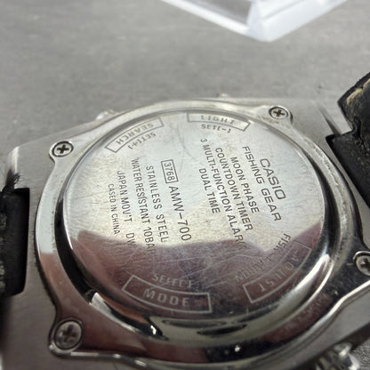 Casio Fishing Gear Watch Men 40mm Black Dial Steel Analog Digital AMW-700 NewBat9