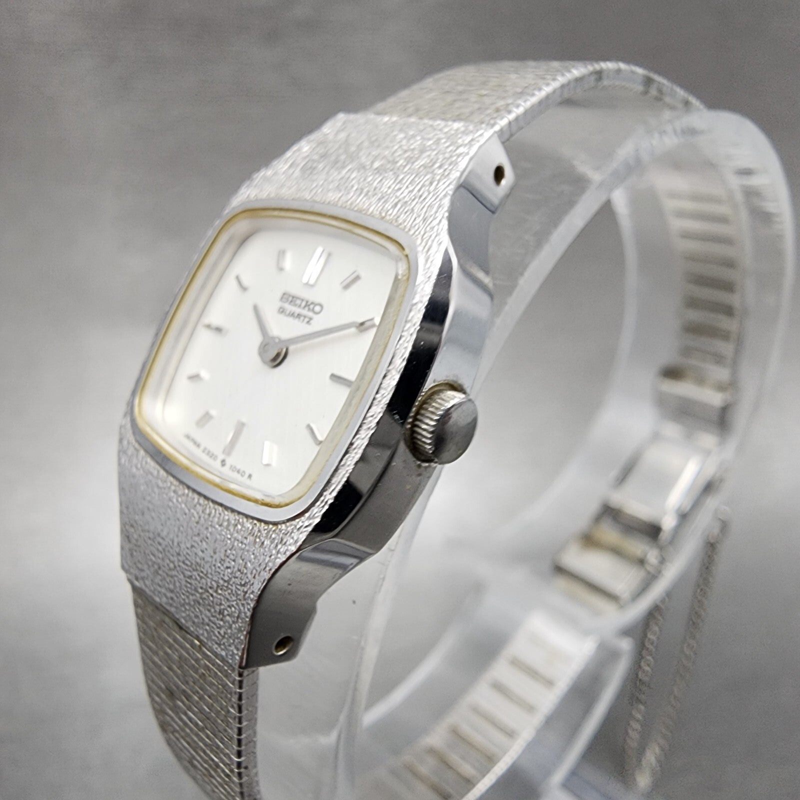 Seiko Watch Women 18mm White Dial Silver Tone Rectangle 23205269 New Battery2