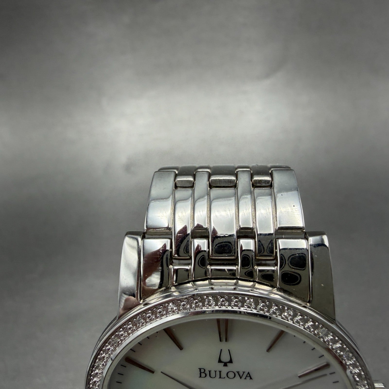 Bulova Watch Men 38mm MOP Dial Silver Tone Diamond Round 96E110 New Battery4
