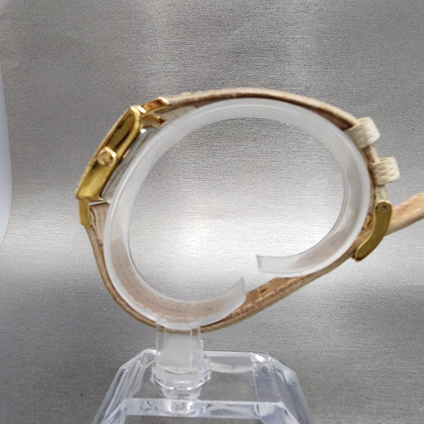 Skagen Watch Women 28mm MOP Dial Gold Tone Crystal Bezel Square New Battery