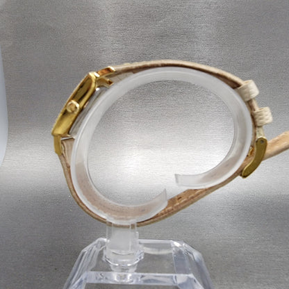 Skagen Watch Women 28mm MOP Dial Gold Tone Crystal Bezel Square New Battery