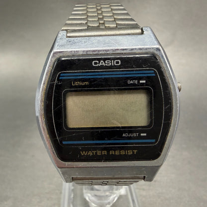 Casio B612W Watch Men 35mm Digital LCD Silver Tone Daydate VTG PARTS0
