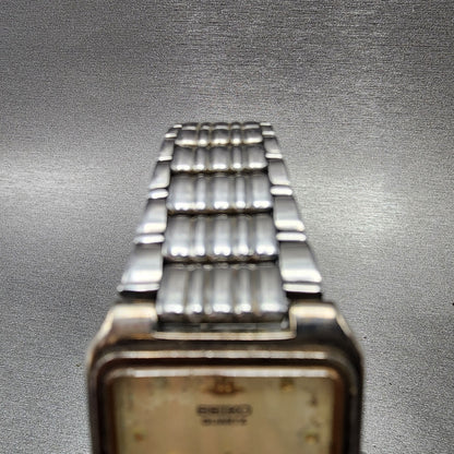 Seiko Tank Watch Men 27mm Champagne Dial Silver Tone Rectangle V701-5K90 PARTS