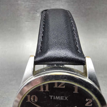 Timex Perpetual Calendar Watch Men 37mm Black Dial Silver Tone Daydate New BattL4