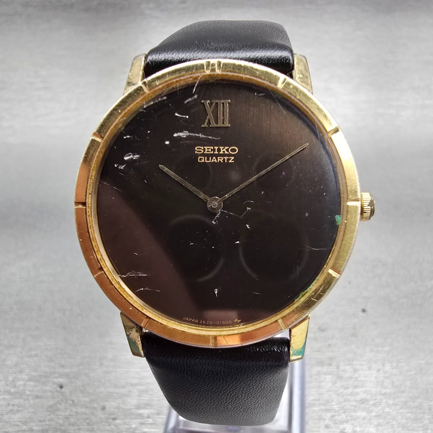 Seiko Watch Men 33mm Brown Dial Gold Tone Round 2620-0059 New Battery Vintage0