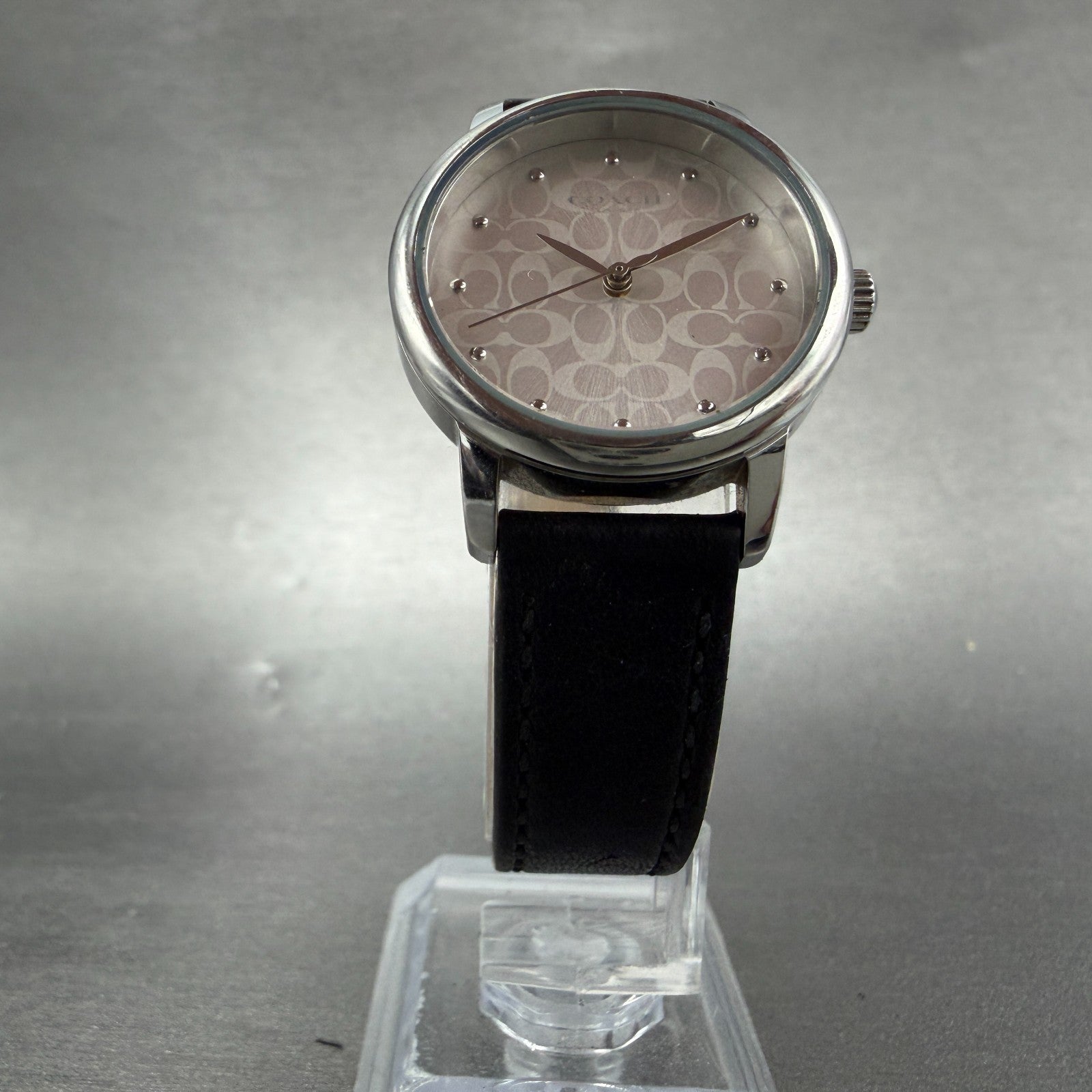 Coach Grand Watch Women 23mm Silver Dial Silver Tone Round Leather New Battery5