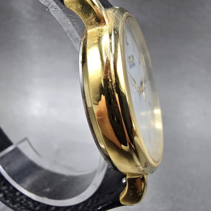 Citizen Eco-Drive Watch Men 36mm White Dial Gold Daydate E101-S015588 Runs JP3