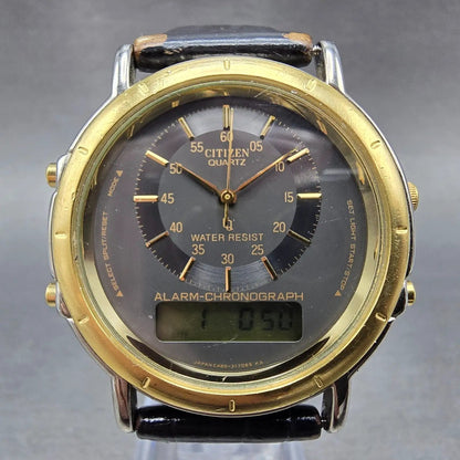 Citizen Analog Digital Watch Men 38mm Black Dial TwoTone Alarm Chronograph PARTS3