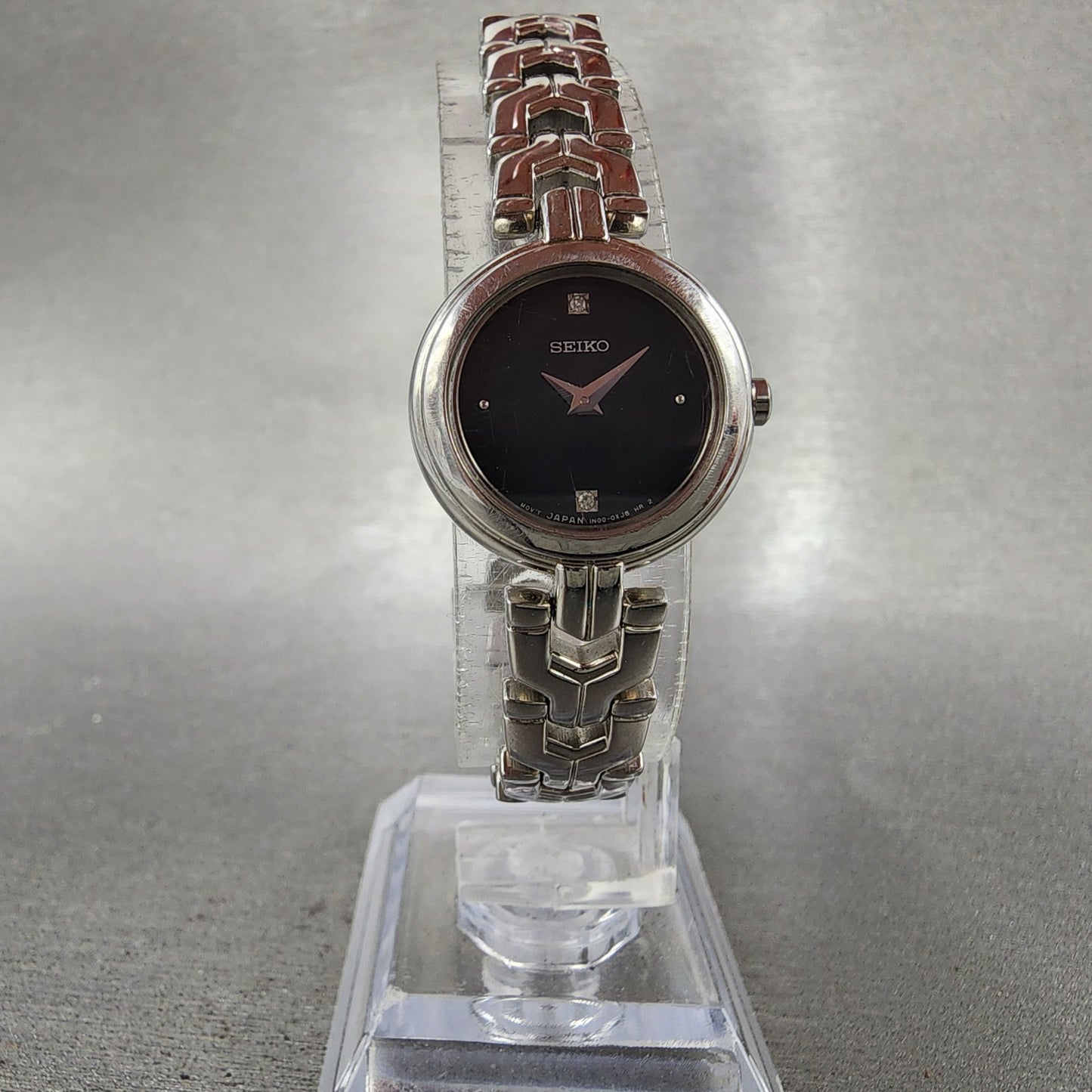 Seiko Watch Women 20mm Black Dial Silver Tone Round 1n000pg0 New Battery5