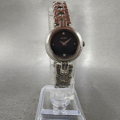 Seiko Watch Women 20mm Black Dial Silver Tone Round 1n000pg0 New Battery5