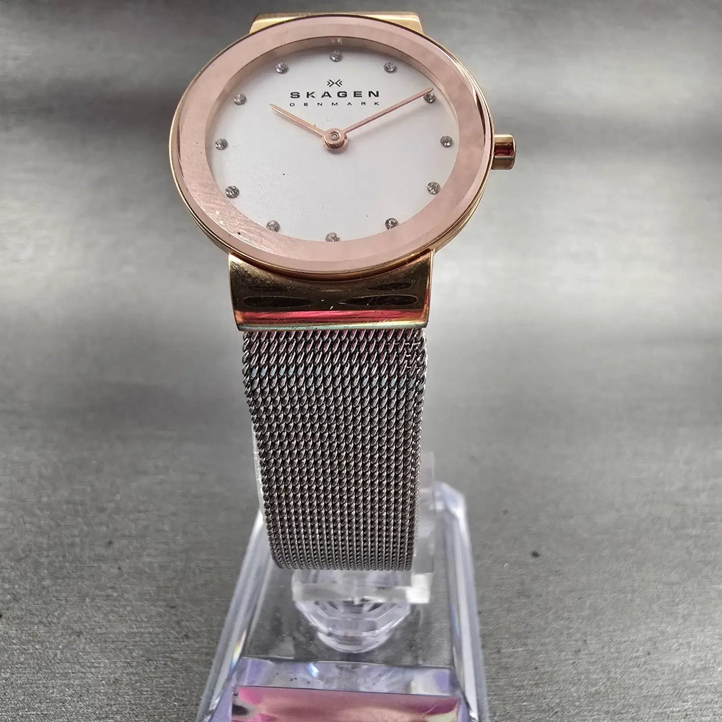 Skagen Freja Watch Women 26mm White Dial Rose Gold Tone Gemmed 358SRSC New Batt5