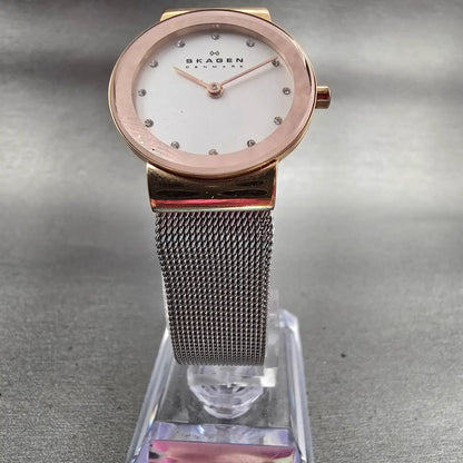 Skagen Freja Watch Women 26mm White Dial Rose Gold Tone Gemmed 358SRSC New Batt5