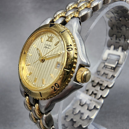 Citizen Elegance Watch Women 25mm Champange Dial Two Tone Round New Batt2