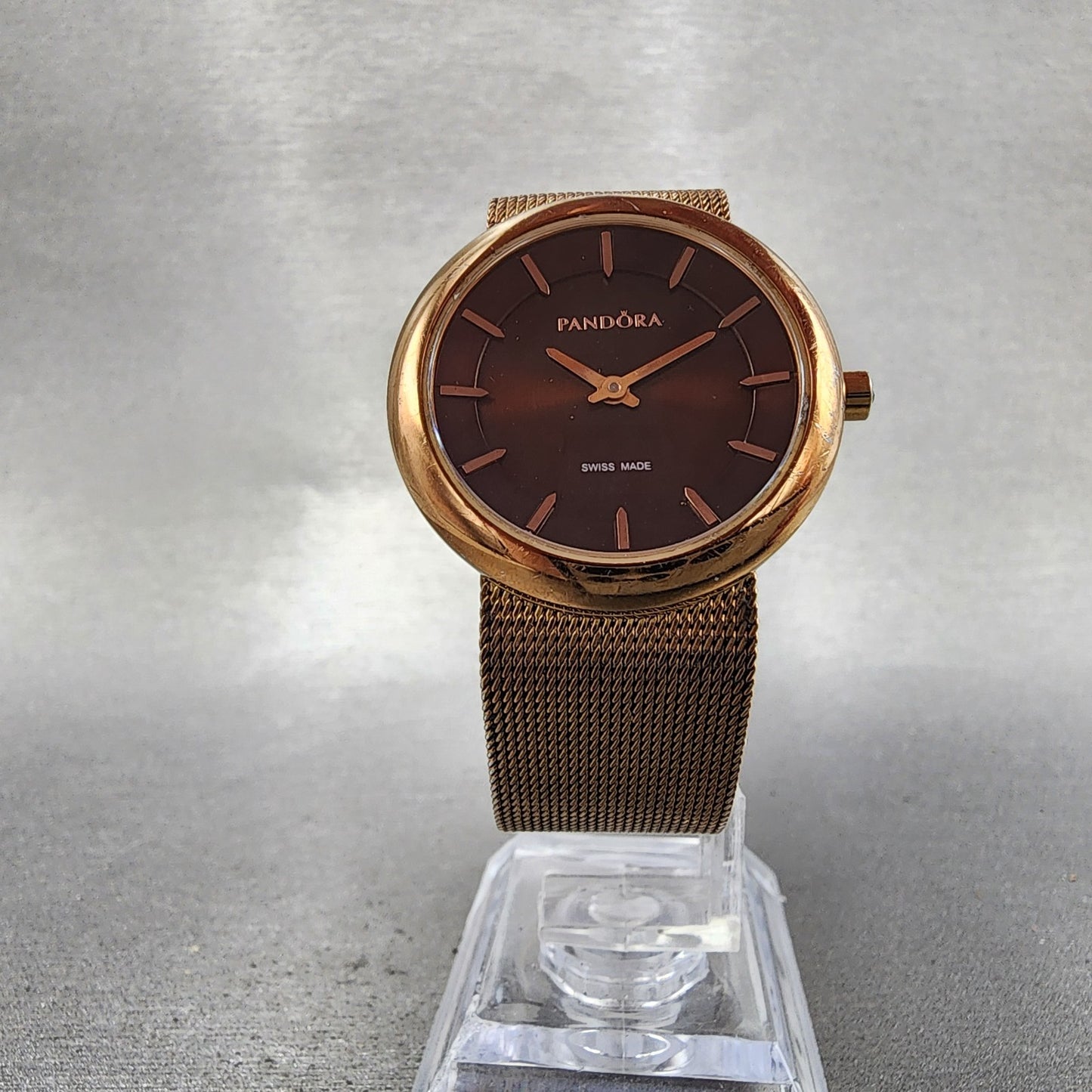 Pandora Pure Watch Women 31mm Brown Dial Rose Gold Tone Round New Battery5