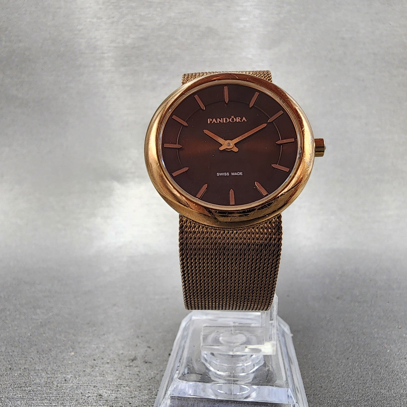 Pandora Pure Watch Women 31mm Brown Dial Rose Gold Tone Round New Battery5