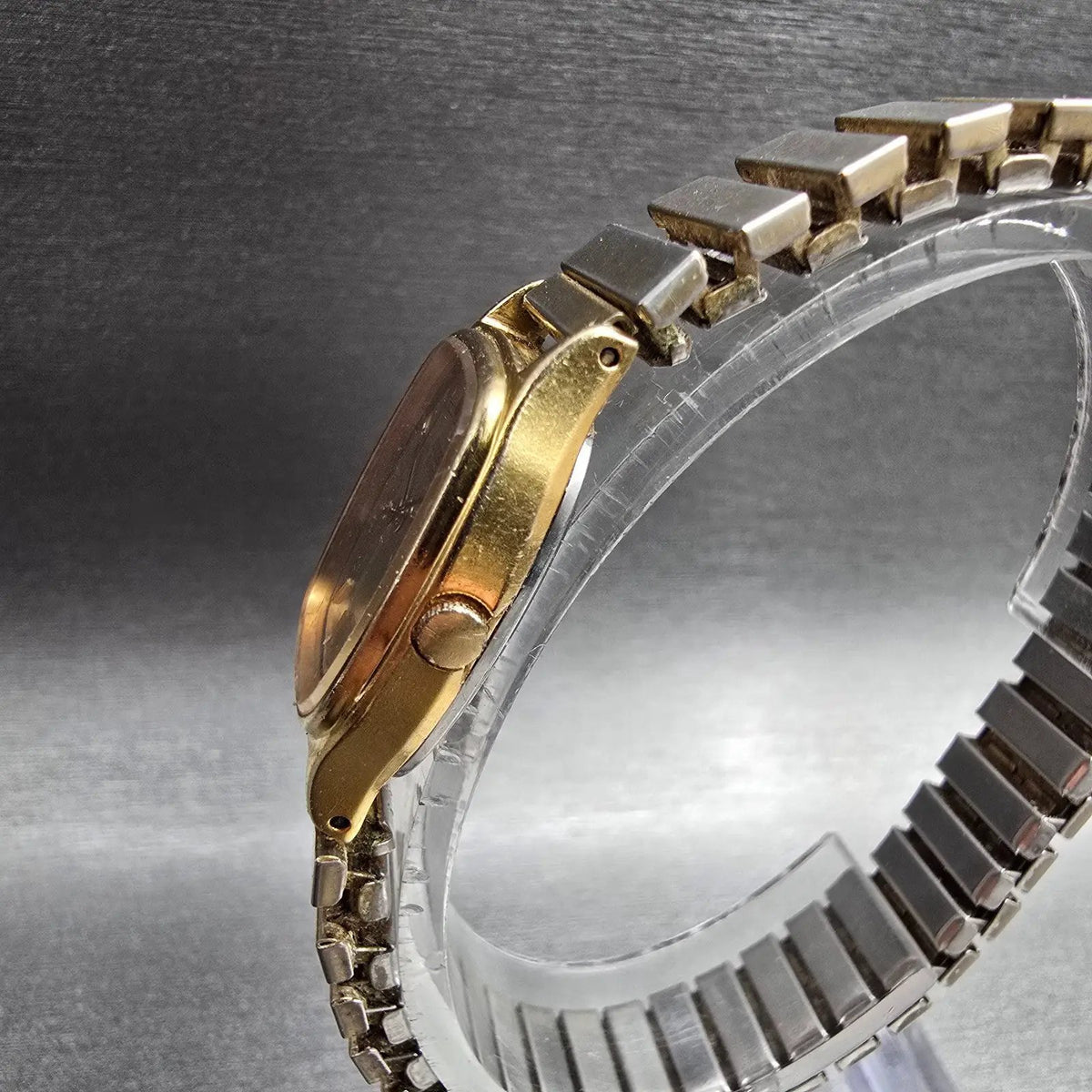 Seiko Watch Women 21mm Gold Dial Gold Tone Rectangle 3421-5120 New Battery JP2