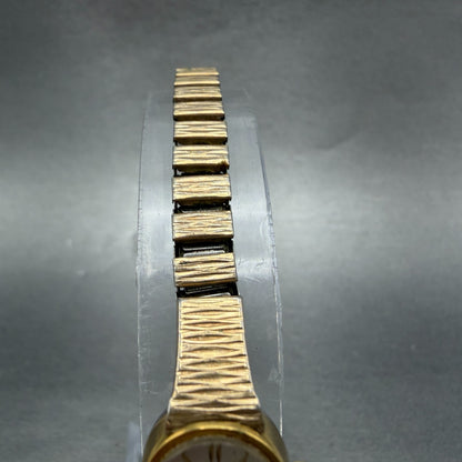 Hamilton Watch Women 14mm White Dial Gold Tone Oval New Battery Vintage ABC4