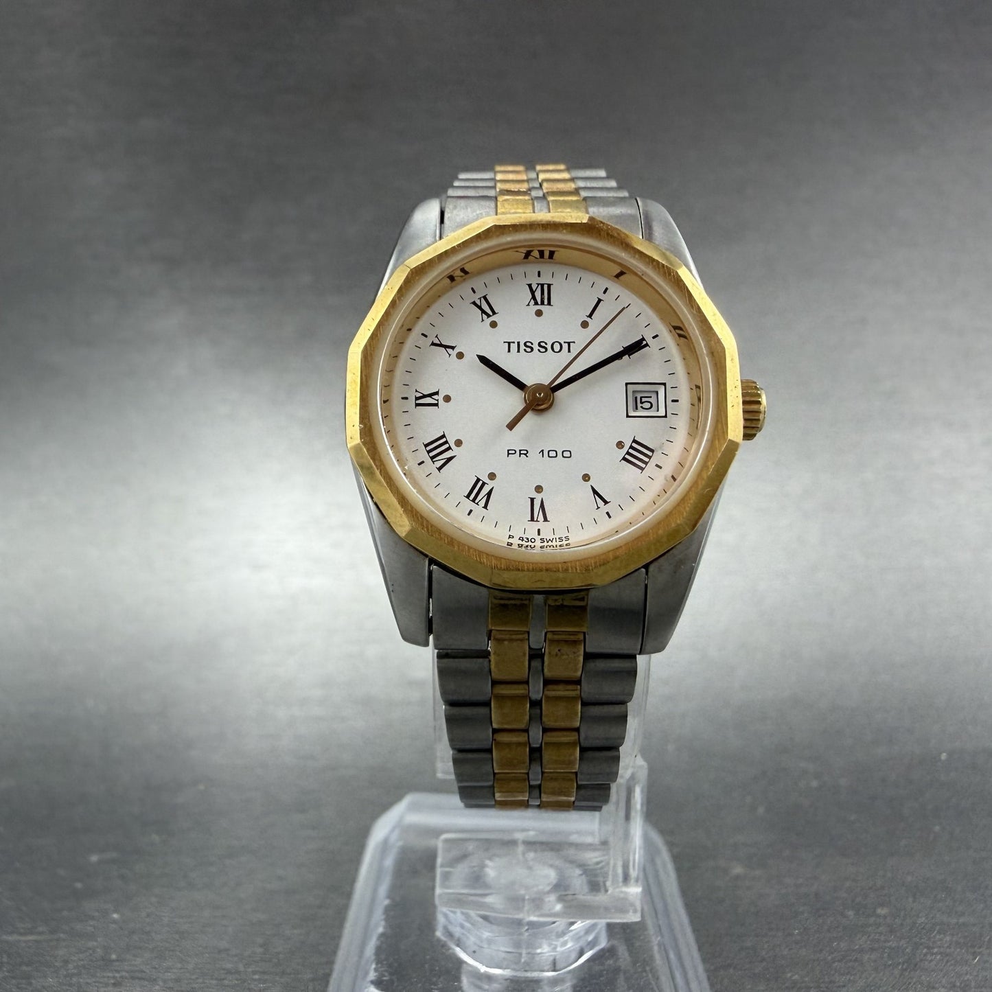 Tissot PR100 Watch Women 26mm White Dial Two Tone Date Round P330A/430A New Batt5