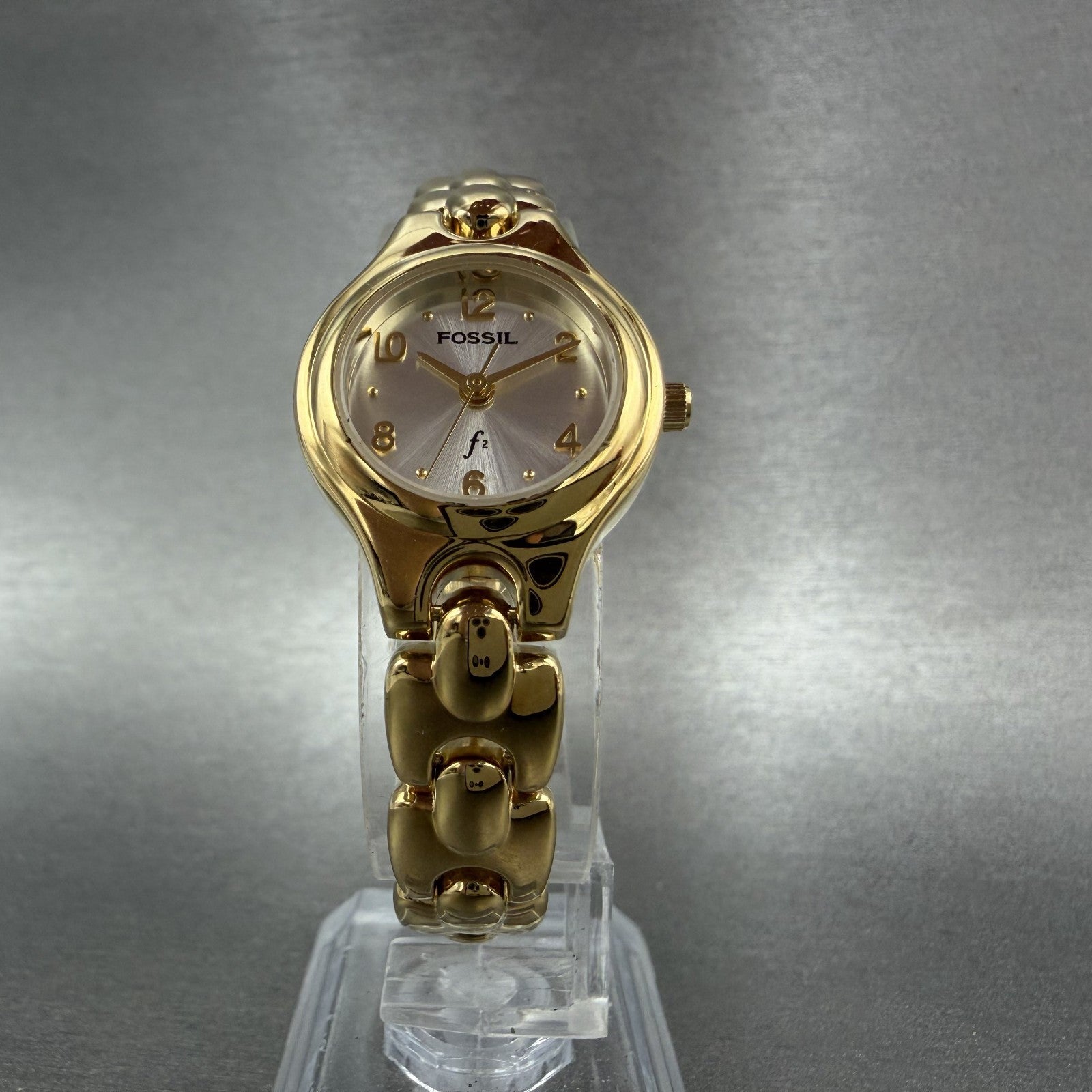 Fossil F2 Watch Women 22mm Silver Dial Gold Tone Round ES8861 New Battery5