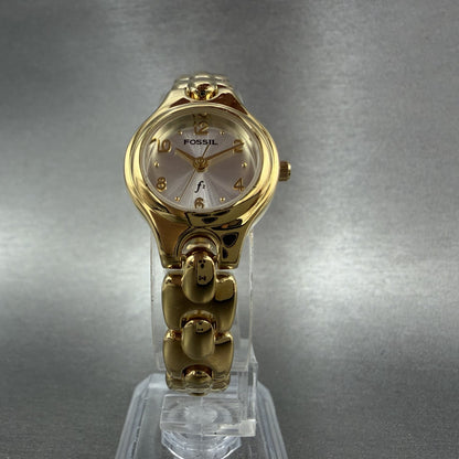 Fossil F2 Watch Women 22mm Silver Dial Gold Tone Round ES8861 New Battery5