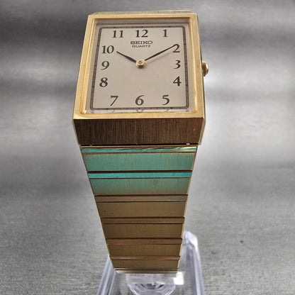 Seiko Watch Men 24mm Cream Dial Gold Tone Rectangle 5P30-5D09 New Battery VTG5