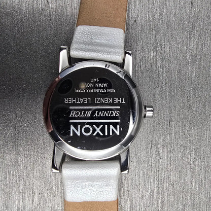 Nixon The Kenzie Leather Watch Women 26mm White Dial Silver Tone Round New Batt10