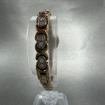 Bulova Watch Women 17mm MOP Dial Rose Gold Oval 98L200 New Battery Gem Set7