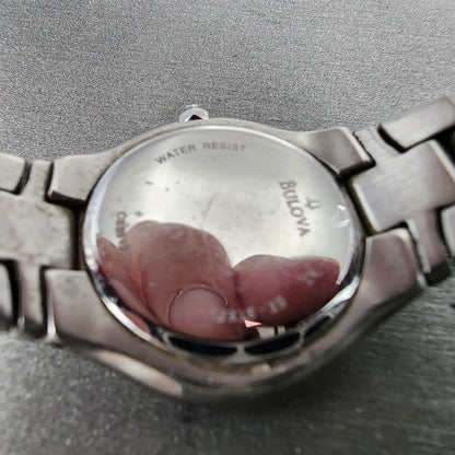 Bulova Watch Women 26mm Blue Dial Steel Diamond Date Round 96R02 New Battery9