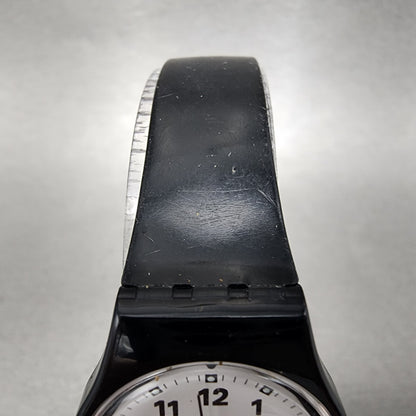 Swatch Sopran Watch Women 25mm White Dial Black Tone Round LB153 New Battery6