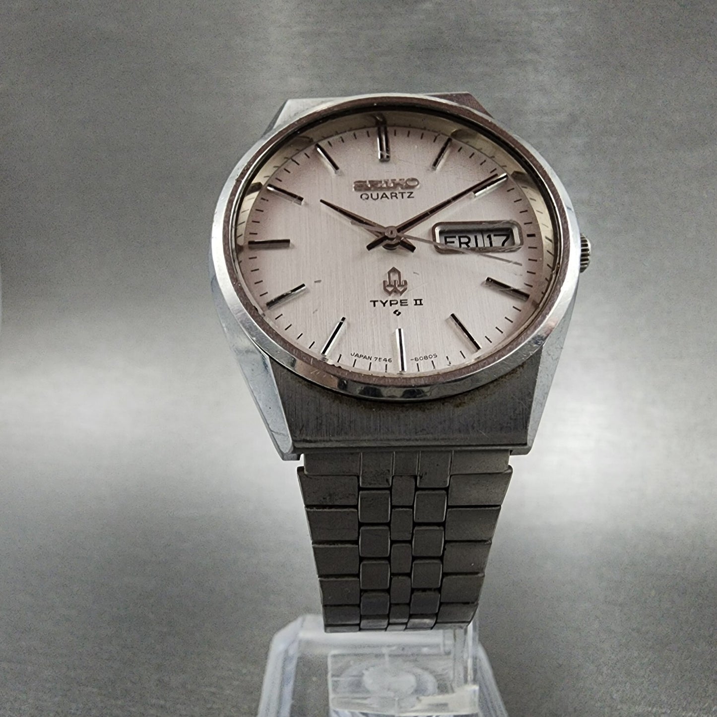 Seiko Type 2 Watch Men 35mm Silver Dial Steel Daydate Round 75468070 PARTS6