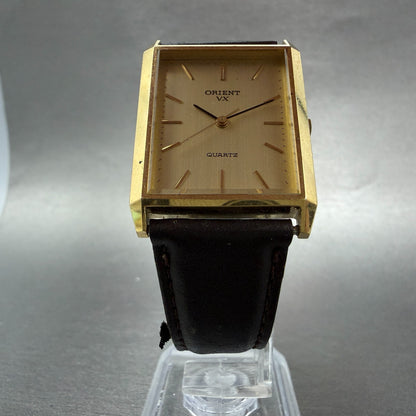 Orient VX Tank Watch Men 26mm Champagne Dial Gold Tone Rectangle New Battery5