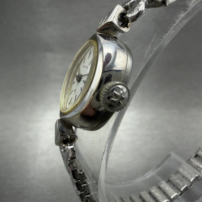 Hamilton Watch Women 14mm White Dial 10K White Gold Plated Manual Wind Runs BCH2