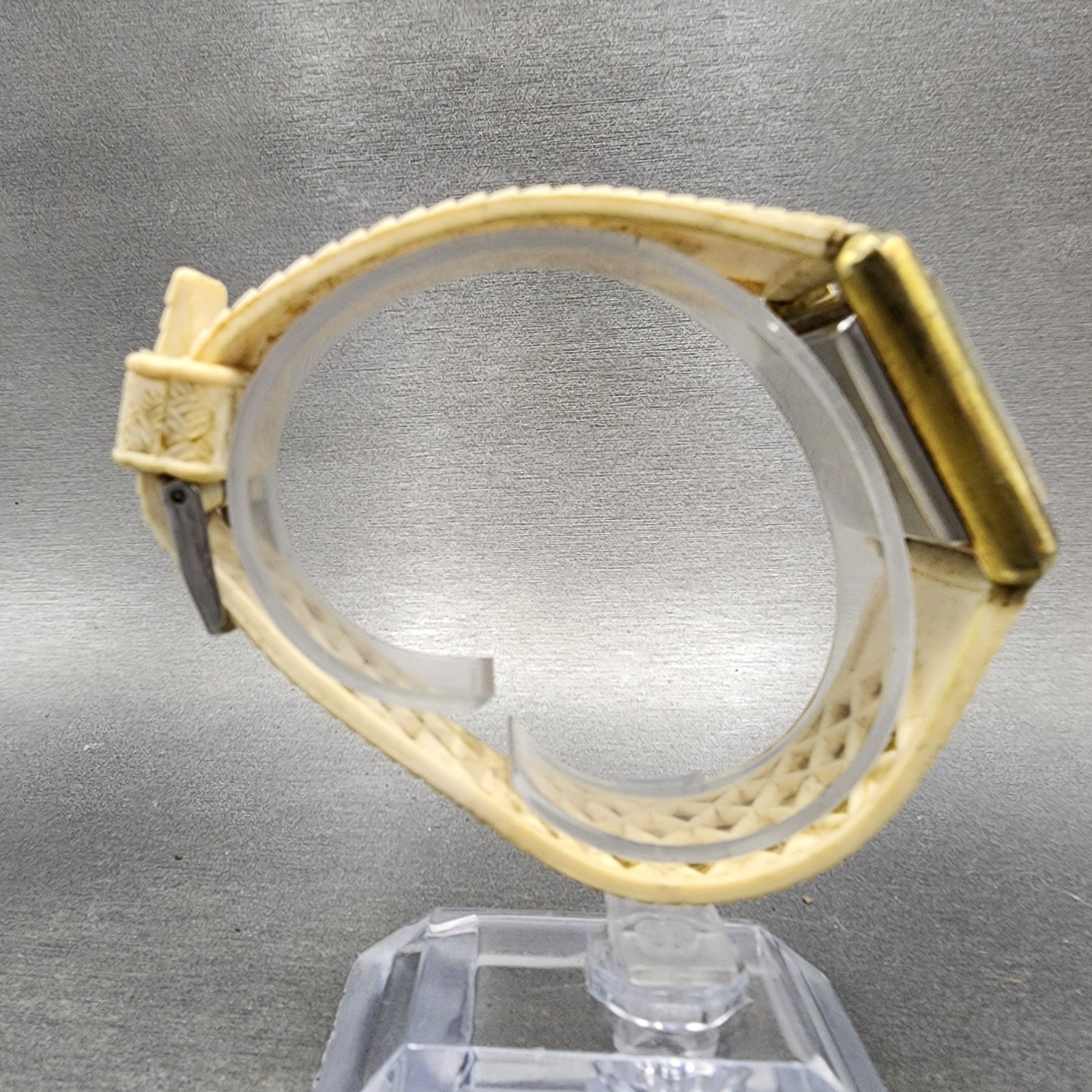 Parker Tank Watch Women 25mm White Dial Gold Tone Rectangle Manual Wind PARTS9