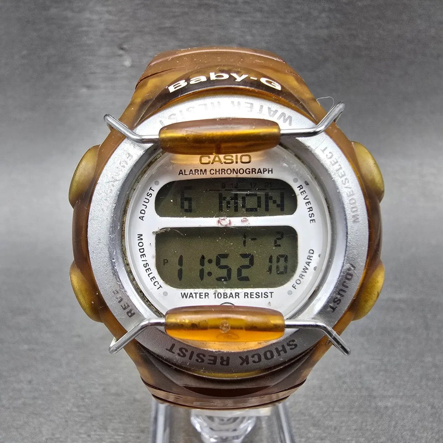 Casio Baby-G BGF-111 Watch  Women 40mm Yellow Clear Case Alarm Chrono New Batt0