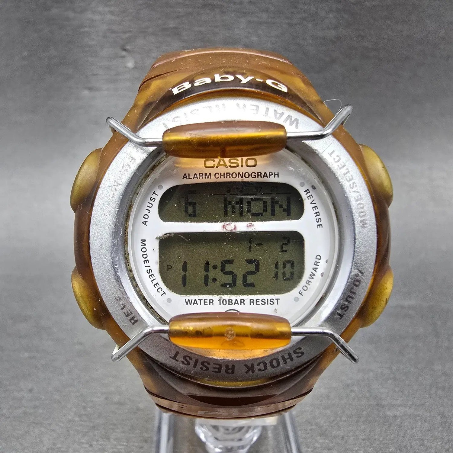 Casio Baby-G BGF-111 Watch  Women 40mm Yellow Clear Case Alarm Chrono New Batt0