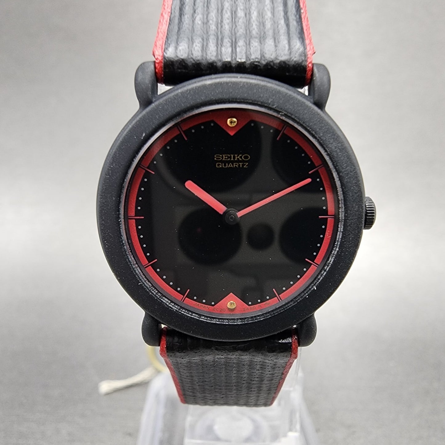 Seiko Watch Women 24mm Black Dial Black Tone Round 2c200409 New Battery1
