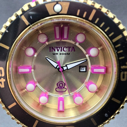 Invicta Grand Diver Watch Women 37mm Champagne Dial Gold Date 20710 New Battery1