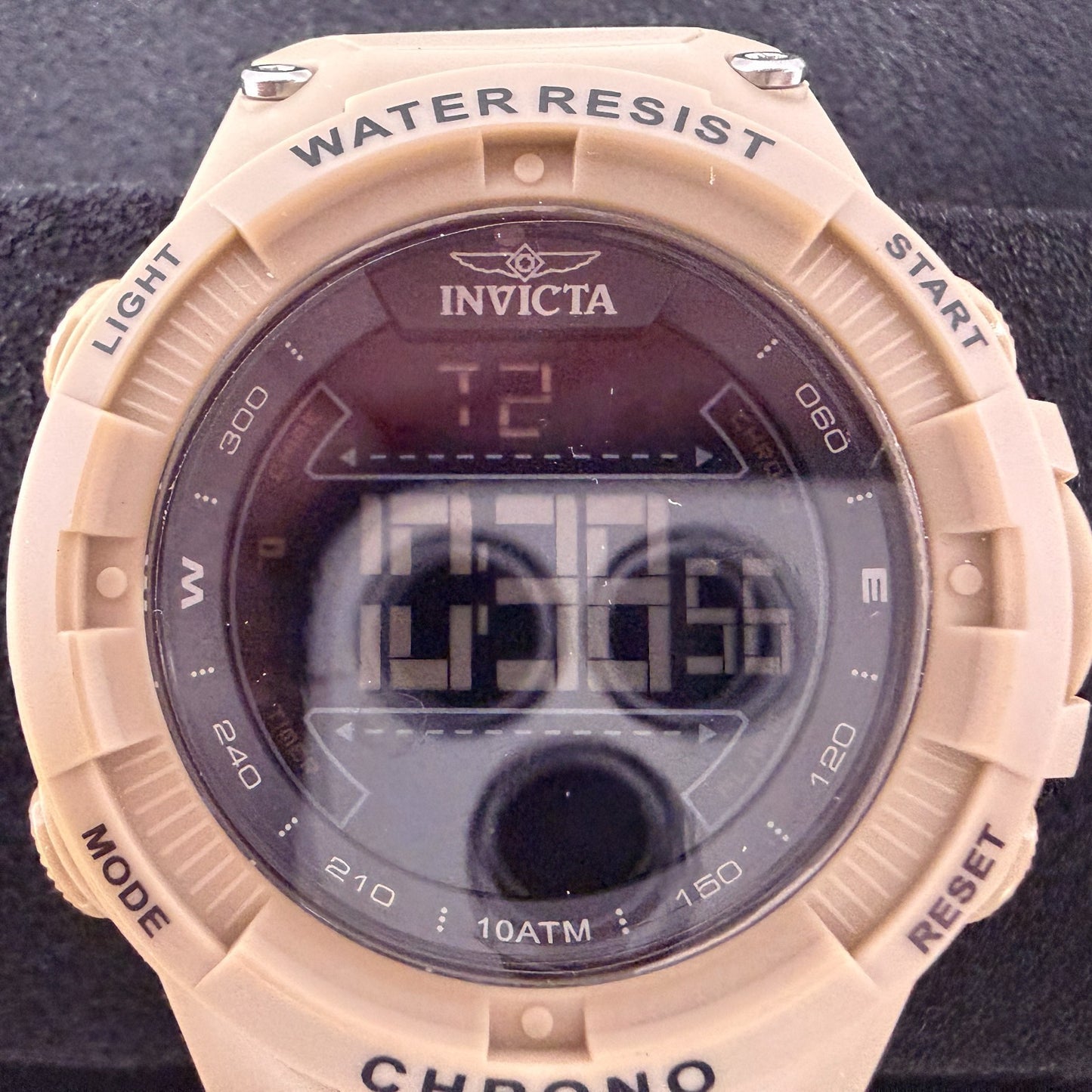 Invicta Racing Digital Watch Men 52mm Brown Alarm Chrono Round New 475261