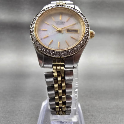 Citizen Watch Women 25mm MOP Dial Two Tone Daydate Gemmed 1002-S044464 New Batt5