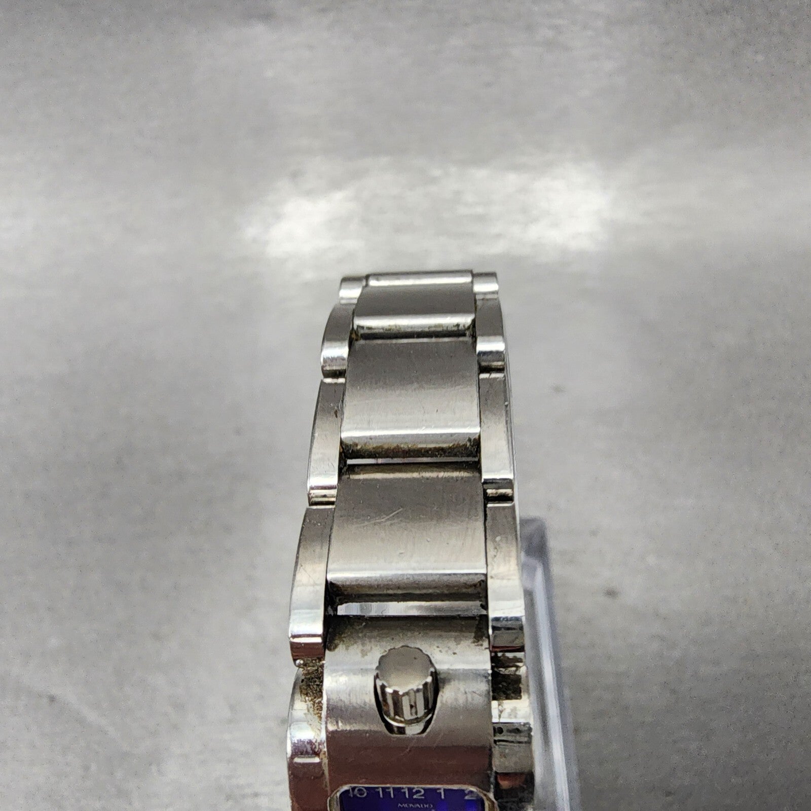 Movado Elliptica Tank Watch Women 15mm Blue Dial Stainless Steel Rectangle Runs4