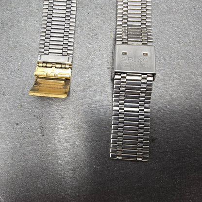 Seiko Bracelet 18mm Stainless Steel Gold Tone Tri Folding Clasp VTG Japan G10169